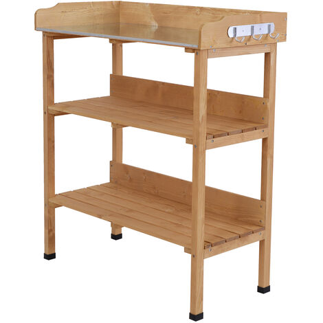 Outsunny Pflanztisch 76 cm x 37 cm x 89 cm - Naturholz