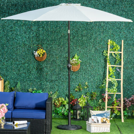 Outsunny Pied de demi-parasol demi-pied socle de parasol base de lestage ciment HDPE motif fleurs cannulation pour parasols Ø 35, 38 et 48 mm noir
