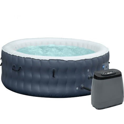 Outsunny Piscina Idromassaggio Gonfiabile e Riscaldante fino 42 con 108 Getti, per 4-6 Persone