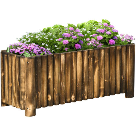 Outsunny Plateforme surélevée Potager Jardin d'herbes Semis Jardin Potager Fleurier Pot à fleurs, Bois de sapin 100x38,5x40 cm