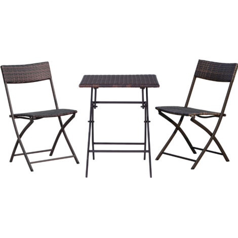 Outsunny Polyrattan Gartenmöbel Set, Outdoor Lounge Balkonmöbel für 2 Personen, 3-teilig Sitzgruppe, 2 Stühle, Tisch, wetterfest Gartenlounge für Garten, Terrasse, Balkon, Kaffeebraun