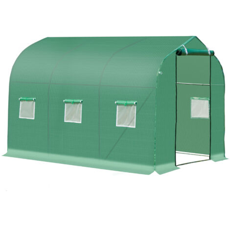 Outsunny Polytunnel Greenhouse with Windows and Door, Walk in Greenhouse for Garden, Backyard (3 x 2 M)