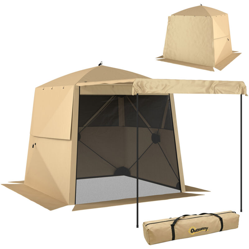 Outsunny Pop Up Gazebo Waterproof with Awning 2 x 2 m Khaki