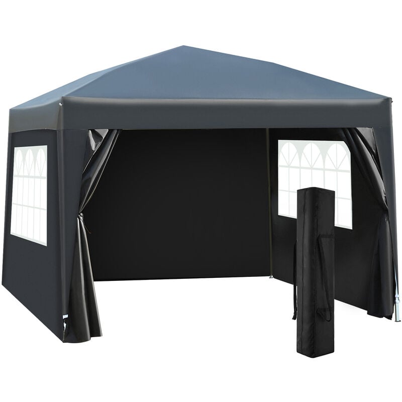 3 x 3m Pop Up Gazebo Marquee + Carry Bag - Black - Outsunny