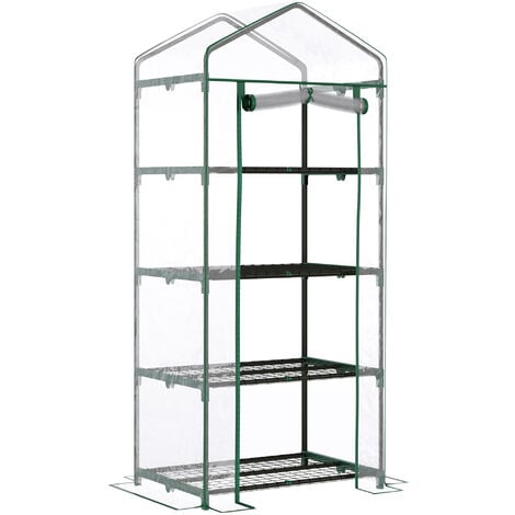 Outsunny Portable 4-Tier Clear Mini Greenhouse Plants Flowers Vegetables Garden