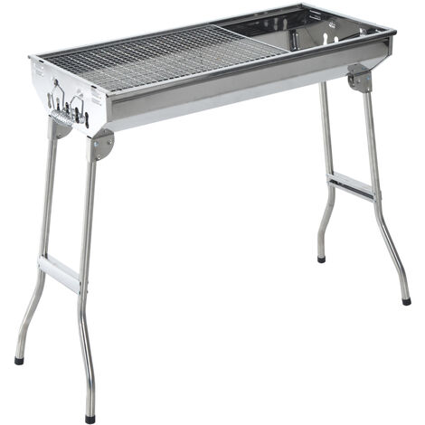 main image of "Outsunny Portable Stainless Steel Charcoal BBQ Grill Picnic Garden Camping"