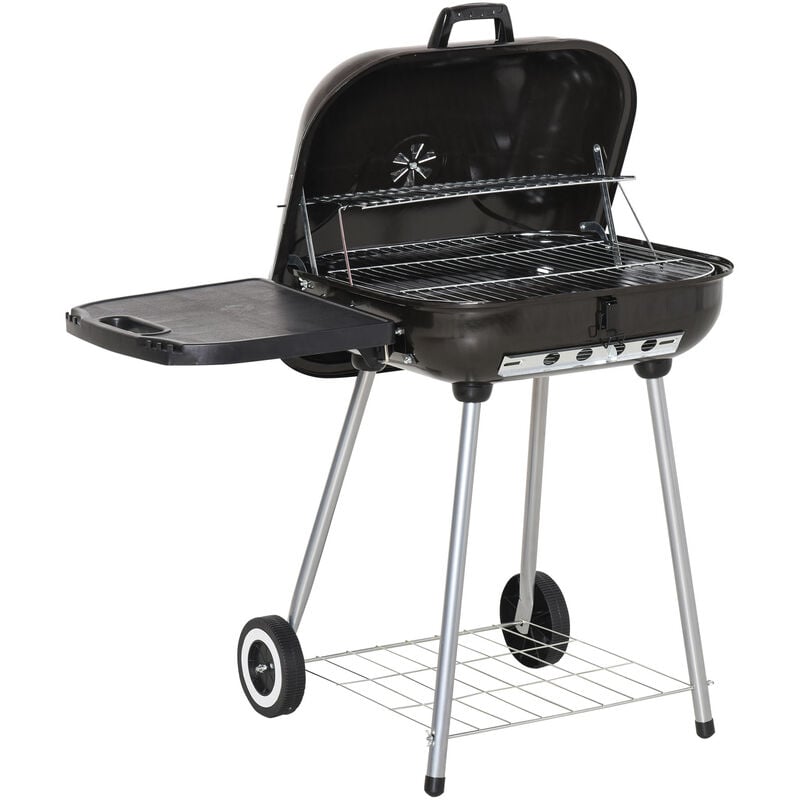 Outsunny - Portable Wheeled Charcoal Steel Grill BBQ Outdoor Picnic 22 inch