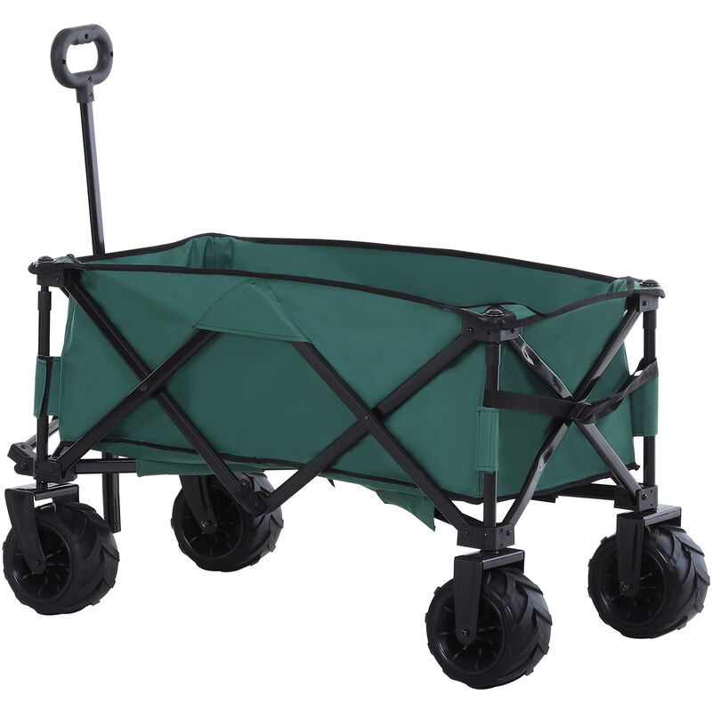 Pull-Along Trailer Cart Foldable w/ Telescopic Handle Transport Folding - Outsunny