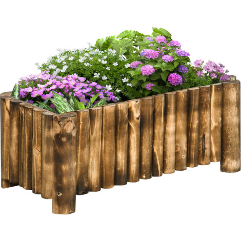 Outsunny Raised Flower Bed Wooden Rectangualr Planter Container Box Wood 4 Feet