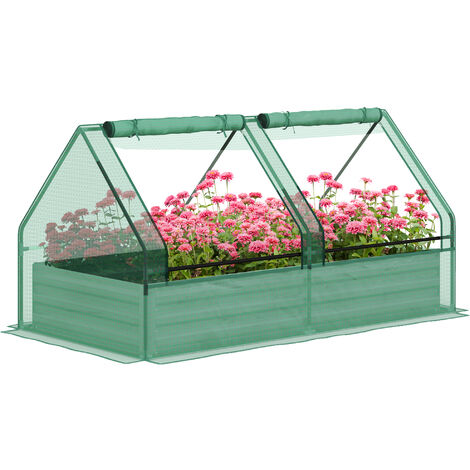 Outsunny Raised Garden Bed Planter Box with Greenhouse