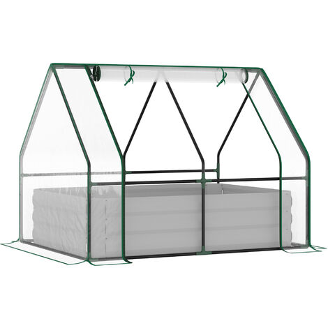 Outsunny Raised Garden Bed Planter Box with Greenhouse, Large Window, Clear
