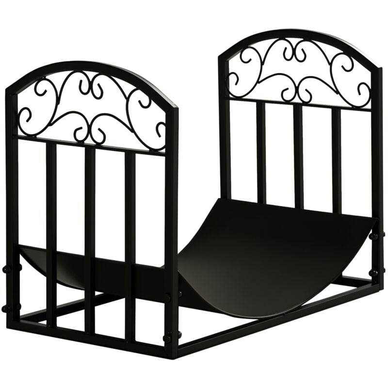Outsunny - Range-bûches rack à bûches style fer forgé dim. 60,5L x 36l x 46,5H cm métal noir