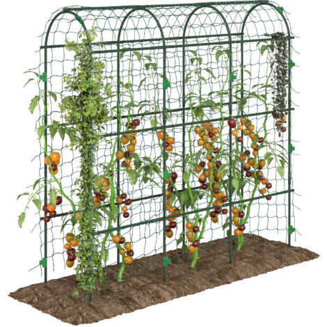 Outsunny Rankgitter aus Metall rostfrei Rankhilfe für Kletterpflanzen Gurken Spalier 43 x 182 x 183 cm Garten Spalier Pflanzenspalier für Tomaten, Gemüse Blumen Kletterpflanzen Schwarz