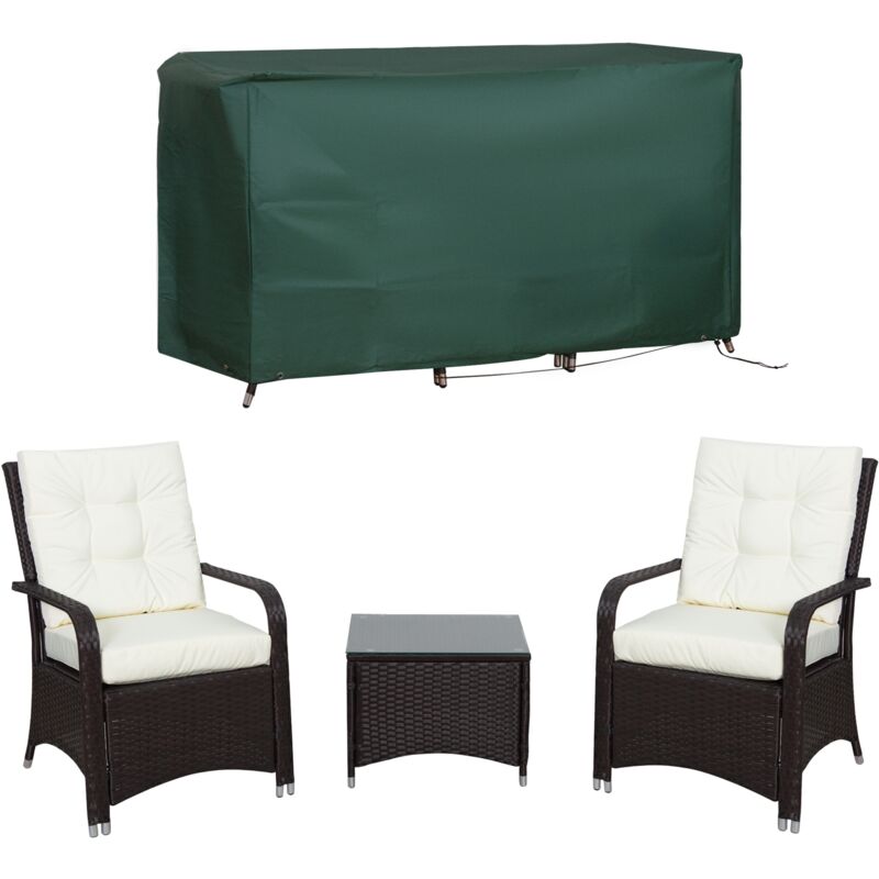 Outsunny - Rattan 3PCs Chair Table Bistro Set Patio Set w/ Steel Frame Brown