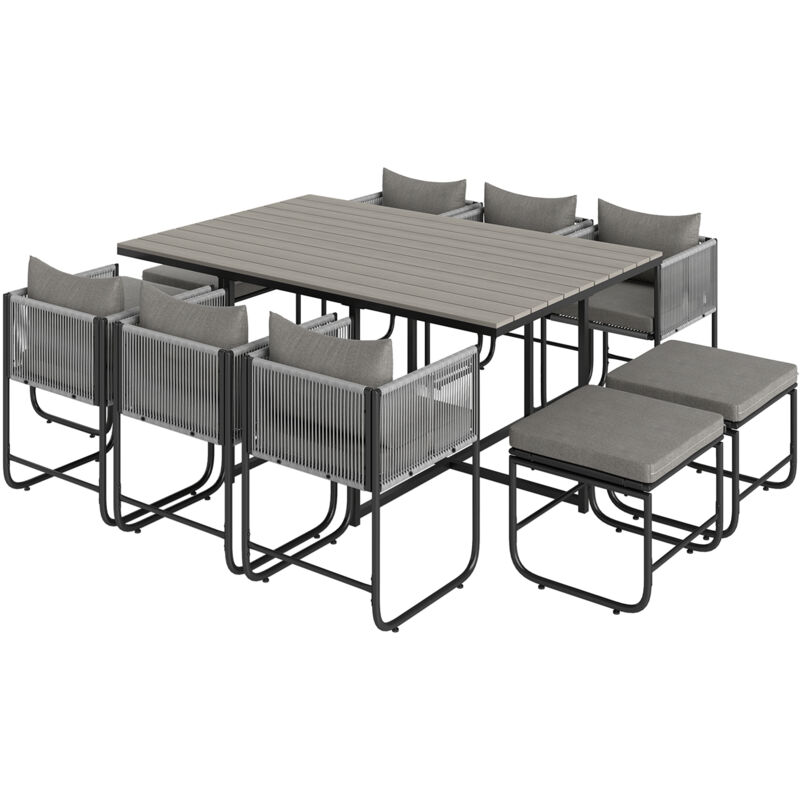 Outsunny Rattan Dining Set, Garden Table & Chair Sets w/ Space-saving Design