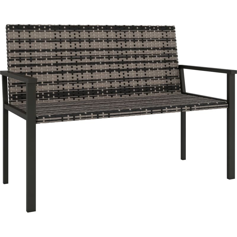 Outsunny - Rattan Garden Bench Loveseat with Quick-Drying Padding, Mixed Grey