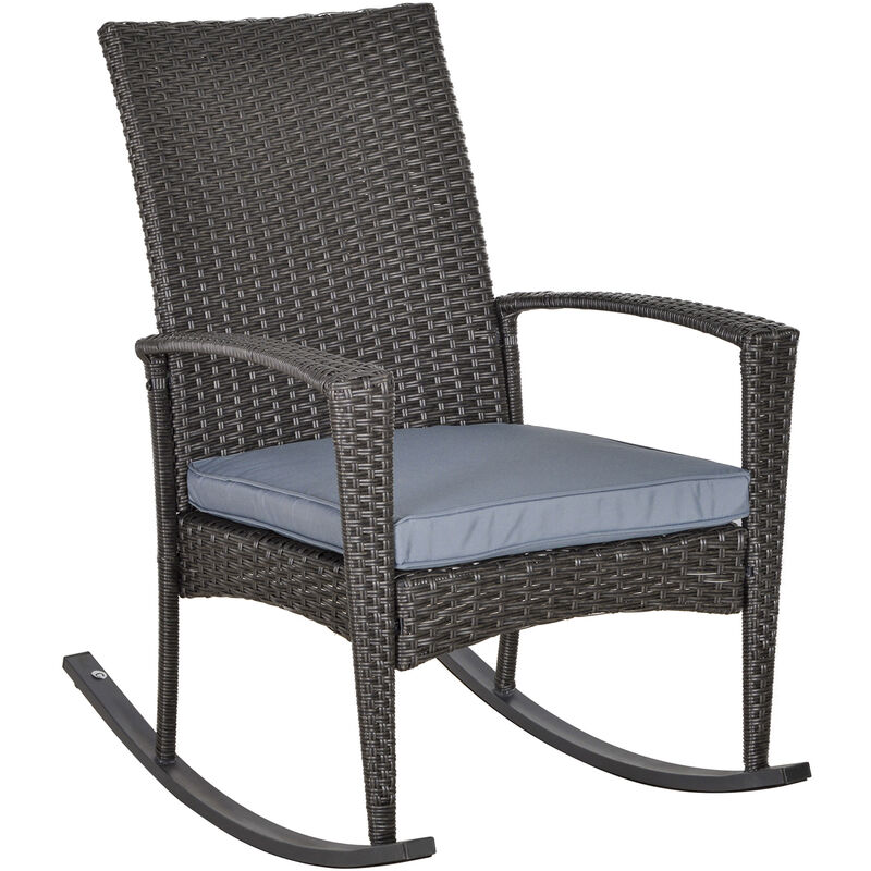 Rattan Rocking Chair Rocker Garden Furniture Patio Bistro Recliner - Outsunny