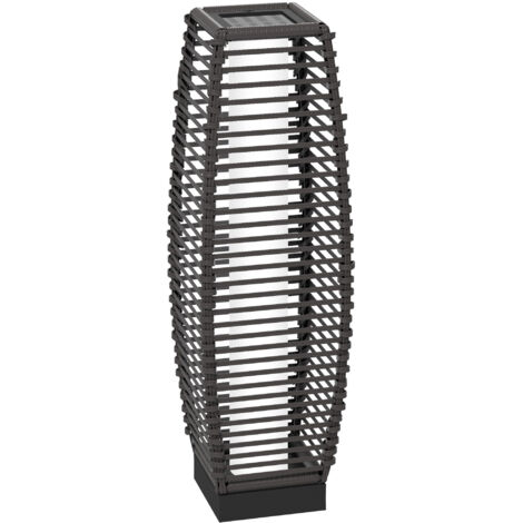 Outsunny Rattan Solar Floor Lamp, 68cm Tall Outdoor Garden Lantern Pathway Light & Decorative Lighting with Auto On/Off LED Lights, IP44, for Porch, Yard, Courtyard, Deck, Grey