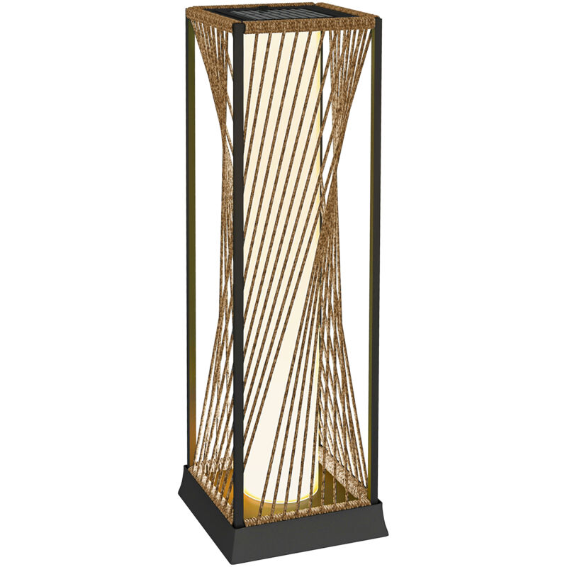 Outsunny Rattan Solar Floor Lamp, Auto On/Off Garden Lights, Sand Brown