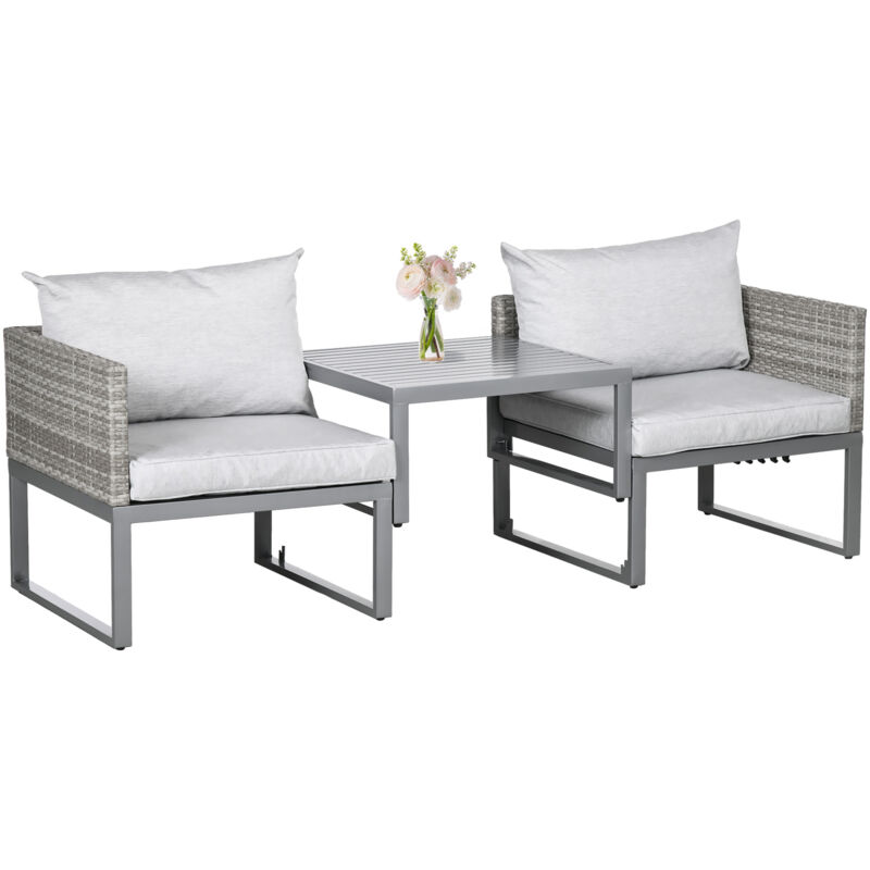 Outsunny Rattan Wicker Adjustable Sofa Coffee Table Set Outdoor Garden Furniture