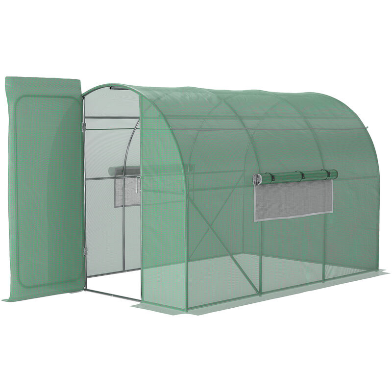 Reinforced Walk-in Polytunnel Garden Greenhouse Steel Frame 3 x 2M - Green - Outsunny