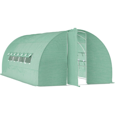 Outsunny Reinforced Walk-in Polytunnel Garden Greenhouse Steel Frame 6 x 3M