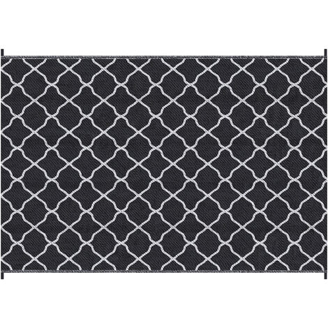 Outsunny Reversible Waterproof Outdoor Rug W/ Carry Bag, 182 x 274 cm Black