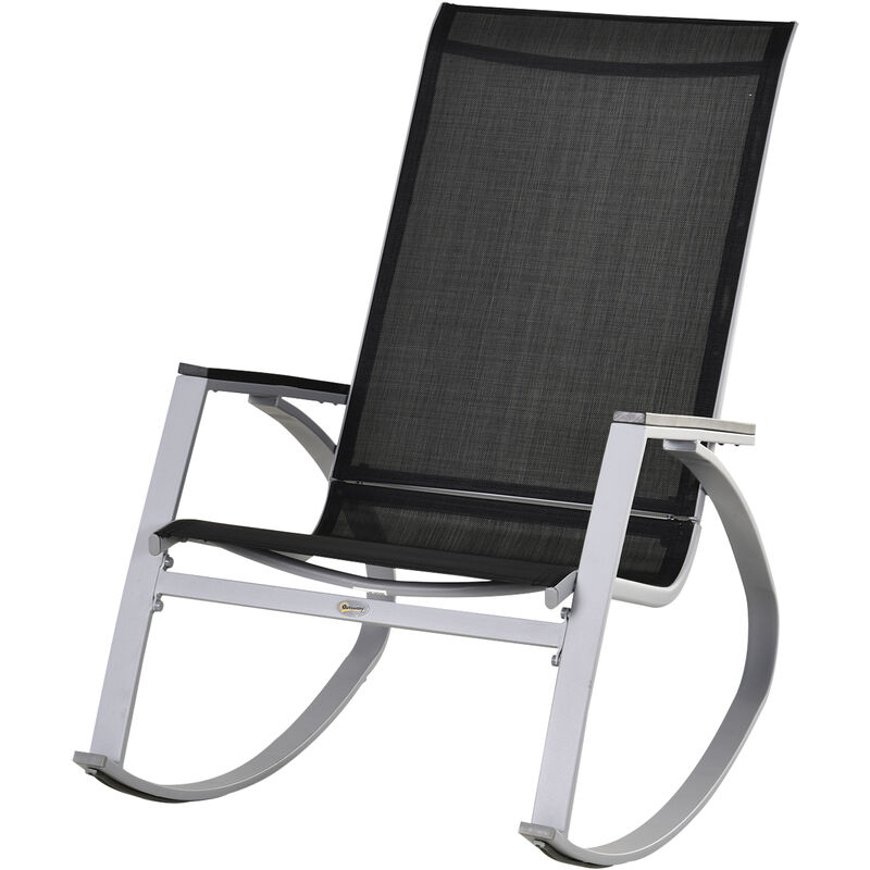 Rocking Metal Chair Outdoor Patio Texteline Sun Lounger - Outsunny