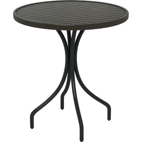 Outsunny Round Garden Table Outdoor Side Table with Steel Frame Grey