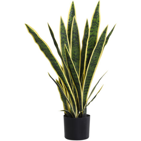 Outsunny Sanseveria Artificiale in Vaso, Pianta da Esterno e Interno Ф15x77cm