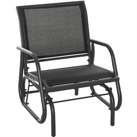 Outsunny Schaukelstuhl Gartenstuhl aus Metall Schaukelsessel mit Armlehne Rückenlehne Gartenschaukel bis 120 kg belastbar Outdoor Relaxstuhl für Balkon Garten Terrassen Schwarz