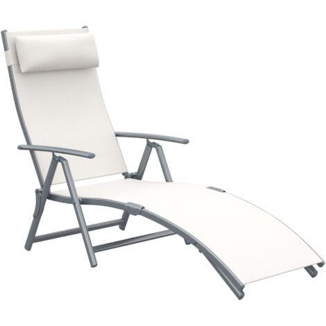 Outsunny Sdraio da Giardino Pieghevole con Cuscino, 137x63.5x100.5cm