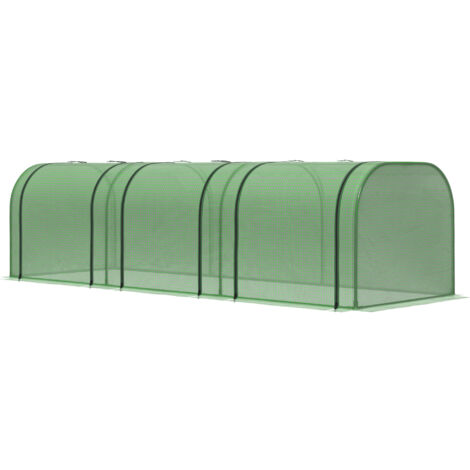 Outsunny Serra a Tunnel in Acciaio e Plastica PP con Porte Avvolgibili Verde