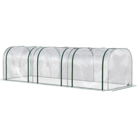Outsunny Serra a Tunnel in PVC Trasparente e Acciaio con Porte a Cerniera, 295x100x80 cm
