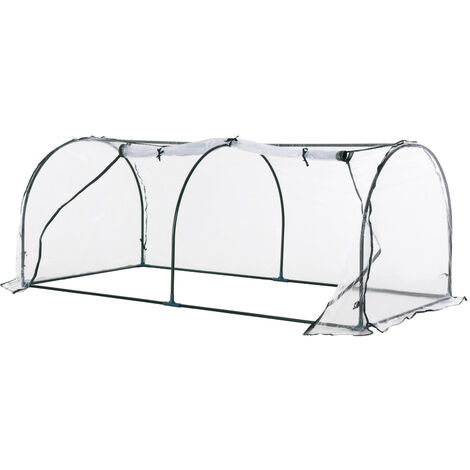 Outsunny Serra da Giardino a Tunnel in PVC Telaio in Acciao Trasparente, 200x100x80cm