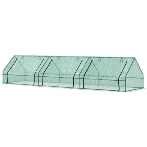 Outsunny Serra con Tubi di Acciaio e Copertura in Polietilene con 3 Porte Verde 400 x 100 x 80cm