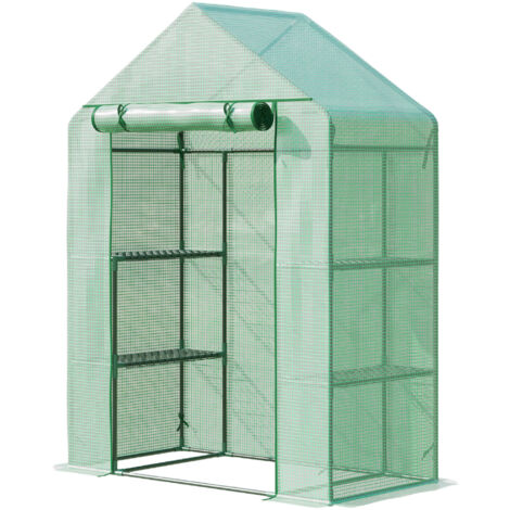 Outsunny Serra da Balcone e Giardino a 4 Ripiani in Acciaio e Plastica PE