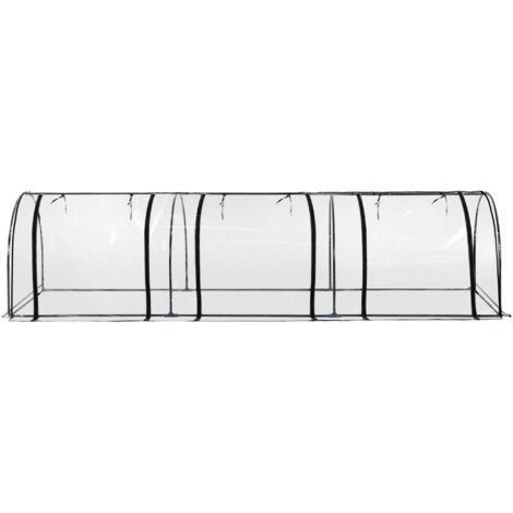Outsunny Serra da Giardino a Tunnel con 4 Porte Avvolgibili in Acciaio e PVC