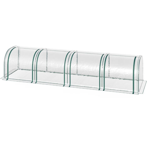 Outsunny Serra a Tunnel in PVC con 4 Porte Avvolgibili in Acciaio e PVC Trasparente, 400x100x80cm