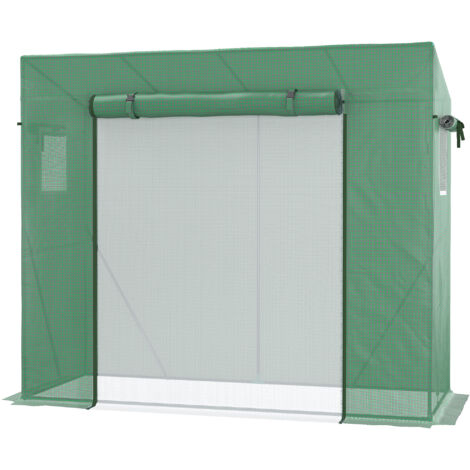Outsunny Serra da Giardino in PE e Acciaio con 4 Picchetti, 2 Finestre e Copertura Rinforzata, 200x77x148-169cm