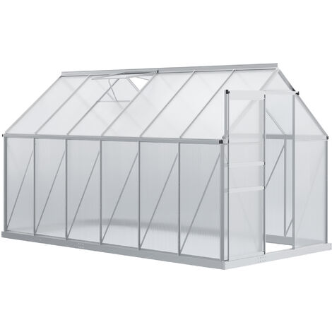 Outsunny – Serre de jardin en polycarbonate 7,1 m² – Structure aluminium anodisé – Panneaux double paroi isolants – Hauteur 1,99 m