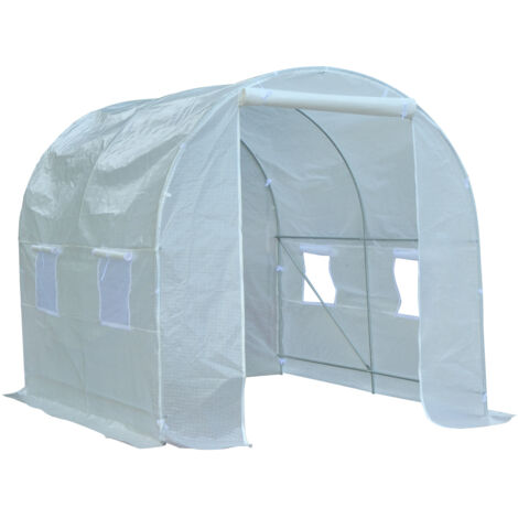 Outsunny – Serre tunnel 5 m² – Dimensions 2,5 x 2 x 2 m – Châssis tubulaire renforcé 18 mm – 4 fenêtres avec stores – Toile en polyéthylène 140 g/m²
