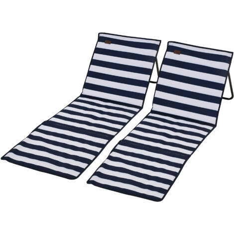 Outsunny Set 2 Lettini da Spiaggia Pieghevoli ad Angolo Regolabile Multicolore