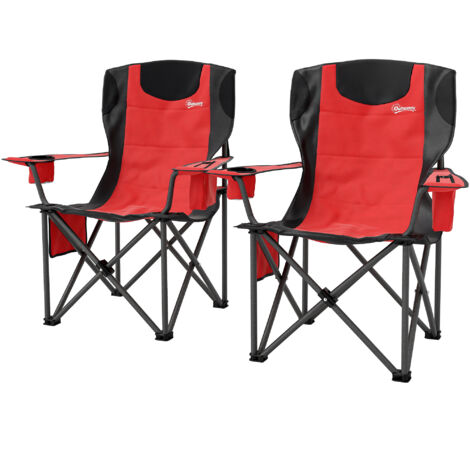Outsunny Set 2 Sedie da Esterno Pieghevoli con Borsa Frigo Portabicchieri Rosso