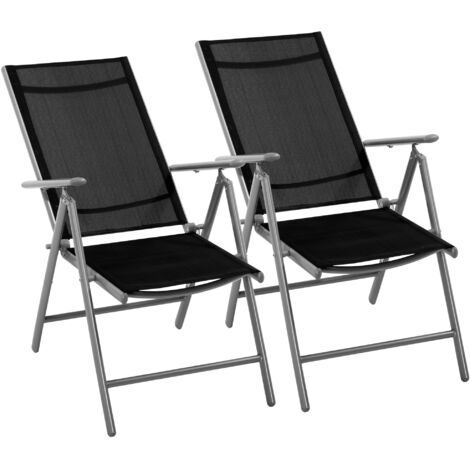 Outsunny Set 2 Sedie Sdraio da Giardino Pieghevoli e Schienale Regolabile Nero