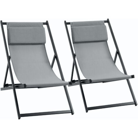 Outsunny Set 2 Sedie Sdraio Pieghevoli in Alluminio 96.5 x 58 x 91.5cm Grigio
