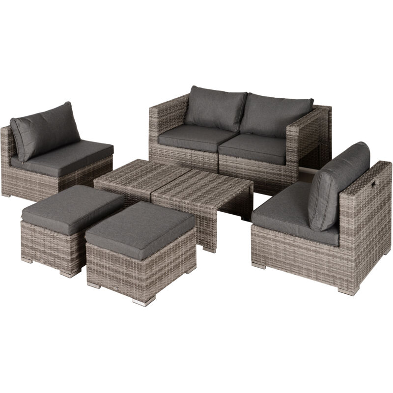 Salotto Da Giardino Rattan Pe 8 Pz Poltrone Tavolini Sgabelli Outsunny