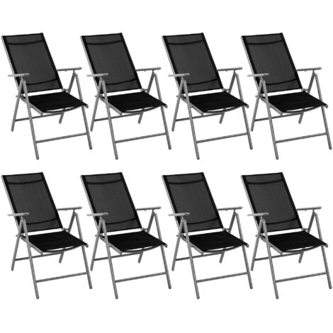 Outsunny Set 8 Sedie Sdraio da Giardino Pieghevoli e Schienale Regolabile Nero