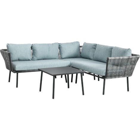 Outsunny Set da Esterno 4pz con 2 Divani Angolari, Poltroncina e Tavolino