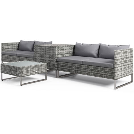 Outsunny Set da Giardino 4pz con 2 Divani 2 Posti e 2 Tavolini in Rattan Acciaio